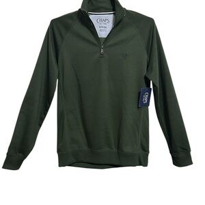 NWT Chaps Men's Olive Green Quarter-Zip Pullover Sweater (Small)